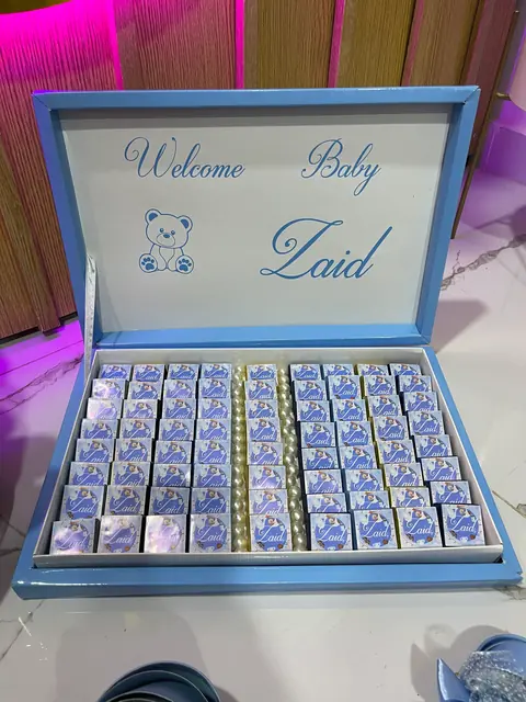 Coffret de chocolats personnalisé pour naissance garçon à Tetouan