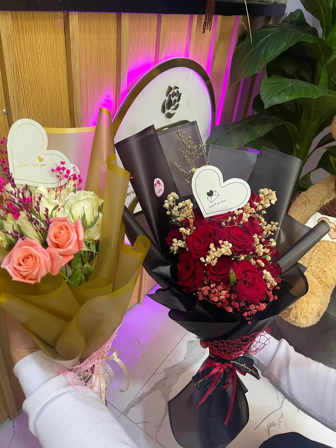 Heart black wrap - Birthday heart bouquet