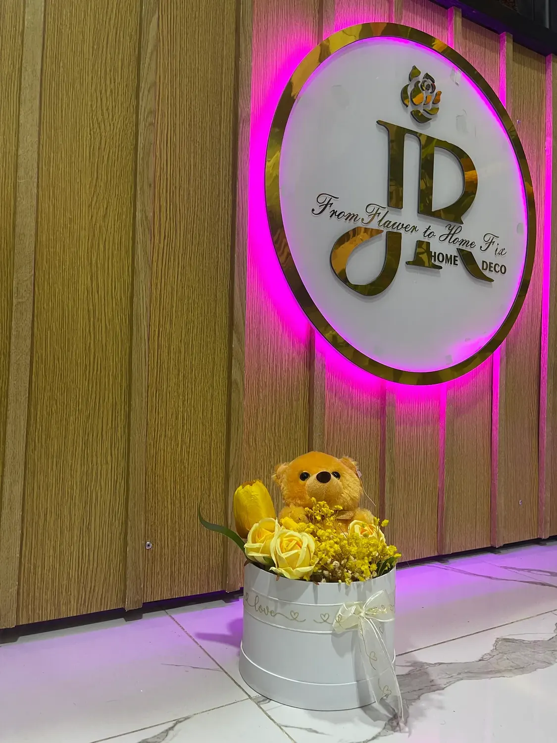 Yellow teddy box by Joury Flowers
